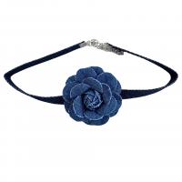 Mode Collier Choker, tissu, avec alliage de zinc, Pétales, fait à la main, pour femme, bleu, Vendu par PC