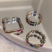 Zinc Alloy fingerring, forgyldt, Justerbar & forskellige stilarter for valg & for kvinde & emalje, oprindelige farve, Solgt af PC