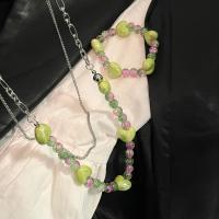 Zinklegierung Schmucksets, mit Lampwork, handgemacht, verschiedene Stile für Wahl & für Frau, grün, verkauft von PC