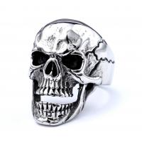 Titanium Steel Finger Ring Skull plated & for man original color Sold By PC