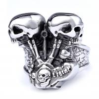 Titantium Steel fingerring, Titanium Stål, Skull, forgyldt, Unisex & forskellig størrelse for valg, oprindelige farve, Solgt af PC