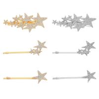 liga de zinco barrette de cabelo, Estrela, banhado, Vario tipos a sua escolha & para mulher & com strass, 75-80mm, vendido por PC