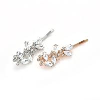 Zinc Alloy Hair Slide Leaf plated for woman & with rhinestone Sold By PC