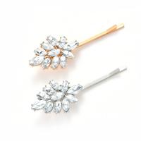 Zink Alloy Hair Slide, Leaf, plated, för kvinna & med strass, fler färger för val, 75x28mm, Säljs av PC