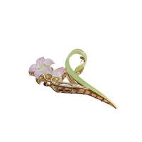 Zinc Alloy Haar Claw Clip, met Plastic Pearl, Bloem, gold plated, moffelen vernis & voor vrouw, meer kleuren voor de keuze, 115mm, Verkocht door PC