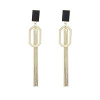 Sinc Alloy Tassel Earring, dath an óir plated, jewelry faisin & do bhean & le rhinestone, 15x86mm, Díolta De réir Péire