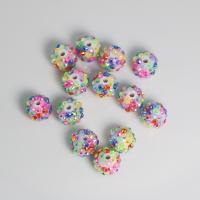 Granos de acrílico de la joyería, Esférico, Bricolaje & con diamantes de imitación, multicolor, 14mm, aproximado 100PCs/Bolsa, Vendido por Bolsa