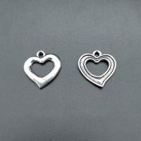 Colgantes de Aleación de Zinc en Forma de Corazón, chapado en color de plata antigua, Vintage & Bricolaje & hueco, libre de níquel, plomo & cadmio, 19x19mm, aproximado 100PCs/Bolsa, Vendido por Bolsa