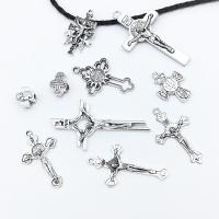 Zinc Alloy Cross Pendants antique silver color plated vintage & DIY & hollow nickel lead & cadmium free Approx Sold By Bag