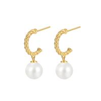 Brass Stud Earring with Plastic Pearl plated fashion jewelry & for woman nickel lead & cadmium free Sold By Pair