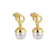 Brass Stud Earring with Plastic Pearl plated fashion jewelry & for woman nickel lead & cadmium free Sold By Pair