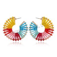 Lo zinco in lega Stud Earring, lega in zinco, with Seedbead, placcato color oro, gioielli di moda & per la donna, nessuno, 50x50mm, Venduto da coppia