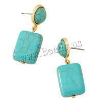 Zinc Alloy Oorbellen, Plein, gold plated, mode sieraden & voor vrouw, blauw, 15x38mm, Verkocht door pair