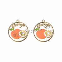 Zinc Alloy Enamel Pendants Round plated DIY nickel lead & cadmium free Sold By Bag