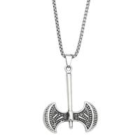 Zink Alloy Smycken Collier, Yxa, plated, mode smycken, silver, nickel, bly och kadmium gratis, 47x37mm, Längd 70 cm, Säljs av PC