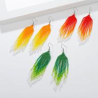 Bijoux boucles d'oreilles, Seedbead, avec Acier inoxydable 304, bijoux de mode & pour femme, plus de couleurs à choisir, 23x90mm, Vendu par paire