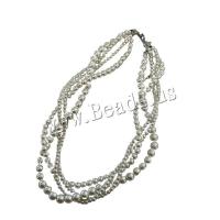 Mode Multi laag ketting, Plastic Pearl, met Zinc Alloy, plated, voor vrouw, wit, Verkocht door PC