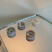 Zinklegierung Fingerring , plattiert, verschiedene Stile für Wahl & Micro pave Zirkonia & Micro pave Strass & für Frau, keine, verkauft von PC