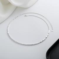 Sterling Silver Κολιέ, 925 ασημένιο ασήμι, με 1.97inch επεκτατικού αλυσίδας, φωτεινό χρώμα επάργυρα, κοσμήματα μόδας & για τη γυναίκα, νικέλιο, μόλυβδο και κάδμιο ελεύθεροι, Μήκος Περίπου 15.74 inch, Sold Με PC