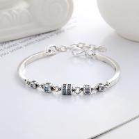 Bracelets en argent sterling, Argent sterling 925, avec 1.18inch chaînes de rallonge, bijoux de mode & pavé de micro zircon & pour femme, protéger l'environnement, sans nickel, plomb et cadmium, Longueur Environ 6.7 pouce, Vendu par PC