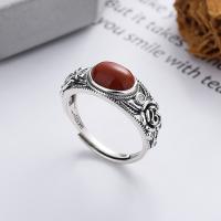 Sterling Sølv Smykker fingerring, 925 Sterling Sølv, med Yunnan Red Agate, mode smykker & for kvinde, nikkel, bly & cadmium fri, 9mm, Solgt af PC