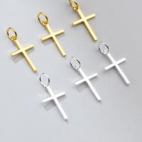 925 Sterling Silver hänge, Cross, plated, DIY, fler färger för val, 16x9.50x1.30mm, Säljs av PC