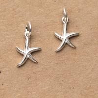 925 Sterling Sølv vedhæng, Starfish, forgyldt, du kan DIY, sølv, 13x12mm, Solgt af PC