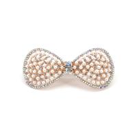 Zinc Alloy Hair Clip trekken lente, met Plastic Pearl, rose goud plated, verschillende stijlen voor de keuze & voor vrouw & met strass, 70x15mm, Verkocht door PC