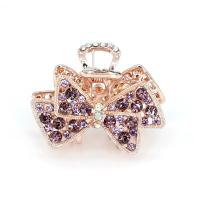 Zinc Alloy Hair Claw Clip, Bowknot, rosa guld farve forgyldt, Koreansk stil & for kvinde & med rhinestone, flere farver til valg, 45x35mm, Solgt af PC