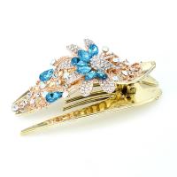 Aicrileach Gruaige Claw Clip, le Sinc Alloy, Flower, plátáilte, stíl Cóiréis & do bhean & le rhinestone, dathanna níos mó le haghaidh rogha, 105x52mm, Díolta De réir PC