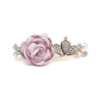 Zinc Alloy Hair Clip trekken lente, met Doek & Plastic Pearl, Bloem, rose goud plated, Koreaanse stijl & verschillende stijlen voor de keuze & voor vrouw & met strass, 85x35mm, Verkocht door PC