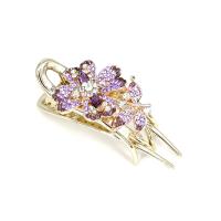 Akryl Hair Claw Clip, med Zinc Alloy, Flower, guldfarve belagt, Koreansk stil & for kvinde & med rhinestone, flere farver til valg, 95x40mm, Solgt af PC