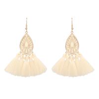 Fashion Fringe Oorbellen, Zinc Alloy, met Polyester garens, gold plated, mode sieraden & voor vrouw & glazuur, meer kleuren voor de keuze, 83x50mm, Verkocht door pair