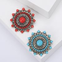 Broches en alliage de zinc, avec résine, fleur, Plaqué de couleur d'or antique, Vintage & bijoux de mode & pour femme & creux, plus de couleurs à choisir, protéger l'environnement, sans nickel, plomb et cadmium, 41x41mm, Vendu par PC