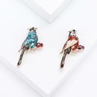 Zinc Alloy Brocher, Bird, guldfarve belagt, mode smykker & for kvinde & emalje & med rhinestone, flere farver til valg, nikkel, bly & cadmium fri, 34x32mm, Solgt af PC