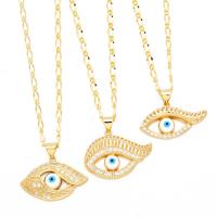 Evil Eye Biżuteria Naszyjnik, Mosiądz, ze 5cm przedłużeniami łańcuszka, Złe oko, Powlekane, biżuteria moda & różne wzory do wyboru & mikro utorować cyrkonia & emalia, dostępnych więcej kolorów, bez zawartości niklu, ołowiu i kadmu, długość 45 cm, sprzedane przez PC