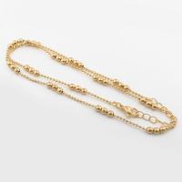 Collier chaîne en laiton, Plaqué d'or 14K, unisexe, Or, Longueur Environ 47.4 cm, Vendu par PC