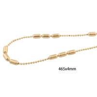 Collier chaîne en laiton, Plaqué d'or 14K, unisexe, Or, Longueur Environ 46.5 cm, Vendu par PC