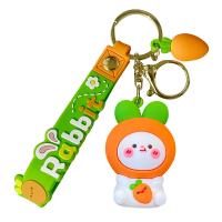 Zinc Alloy Key Clasp Soft PVC with Zinc Alloy Carrot cute & Unisex orange Sold By PC