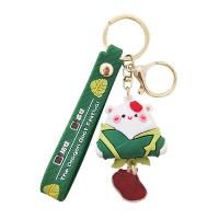 Zinc Alloy Key Clasp Soft PVC with Zinc Alloy Rice Dumpling cute & Unisex green Sold By PC