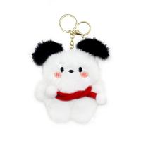 Fur Ball Pom Pom Keychain Plush with Zinc Alloy cute & Unisex white Sold By PC