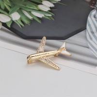 Zinc Alloy Brocher, Airplane, Unisex & med rhinestone, nikkel, bly & cadmium fri, 3.8cmu00d74cm, Solgt af PC