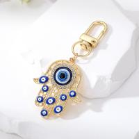 Zinc Alloy Key Clasp with Resin evil eye pattern & enamel & with rhinestone nickel lead & cadmium free Sold By PC