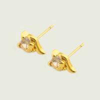 Cubic Zirconia Micro Pave Brass Earring gold color plated fashion jewelry & micro pave cubic zirconia & for woman golden Sold By Pair