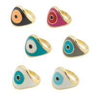 Bijoux Finger Evil Eye Anneau, laiton, Placage de couleur d'or, bijoux de mode & motif de mauvais œil & pour femme & émail, plus de couleurs à choisir, 18*19*3mm,17mm, Vendu par PC