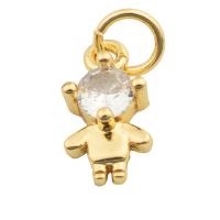 Pendentifs en laiton zircon cubique (CZ), Placage de couleur d'or, bijoux de mode & DIY & avec zircone cubique, doré, 12x6x3mm, Trou:Environ 3mm, Vendu par PC