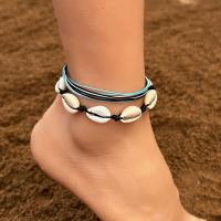 Fashion Jewelry Anklet, corde de cire, avec coquille, 2 pièces & bijoux de mode, plus de couleurs à choisir, Vendu par fixé