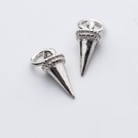 925 Sterling Silver hänge, Koniska, plated, DIY, silver, 5x5x12mm, Säljs av PC