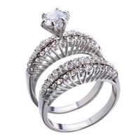 Bague en alliage de zinc, Placage, styles différents pour le choix & pour femme, argent, Vendu par PC