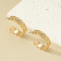 Zinc Alloy Stud Earring plated fashion jewelry & for woman & with rhinestone nickel lead & cadmium free Sold By Pair